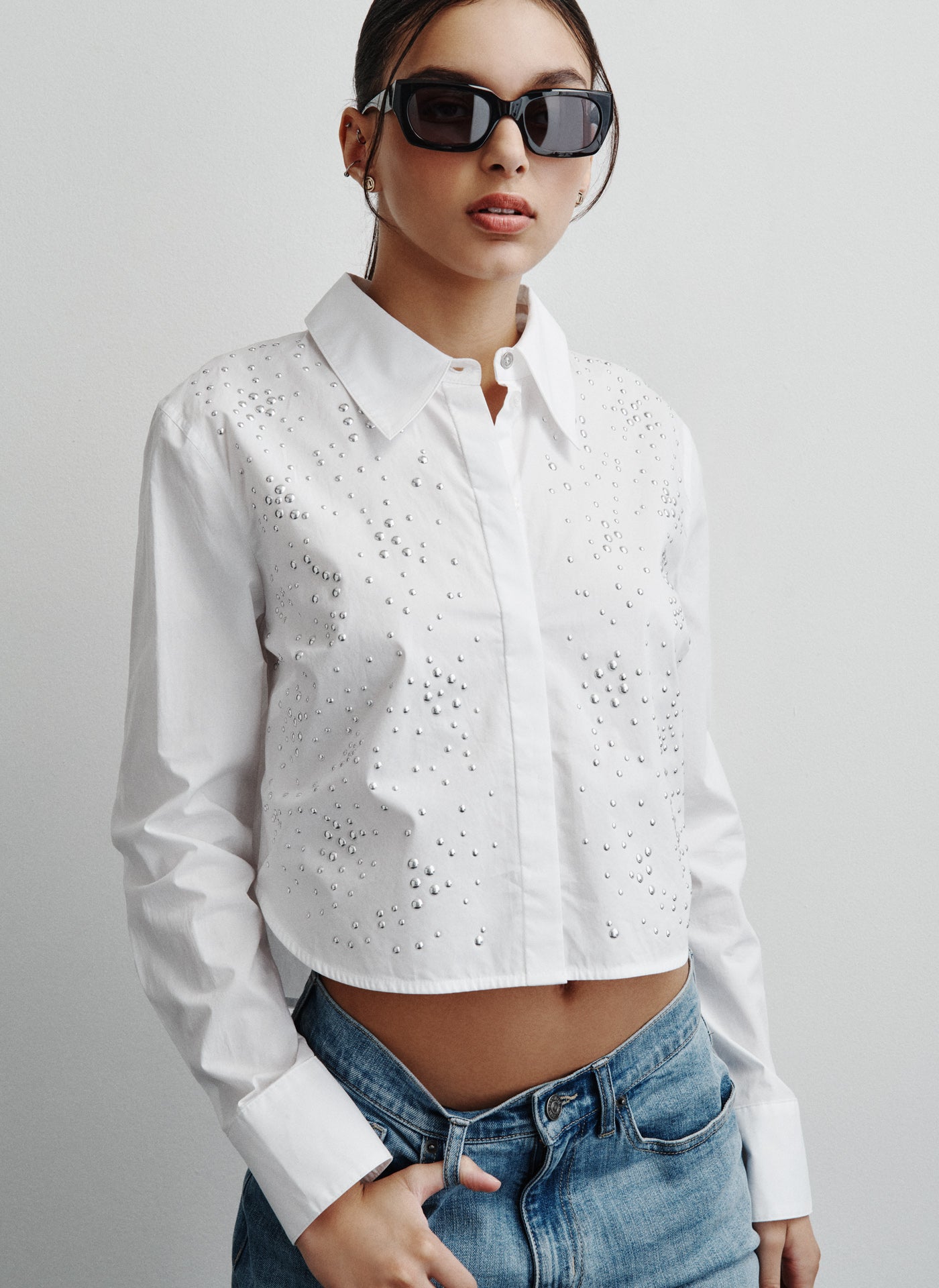 DOME STUDS POPLIN TOP