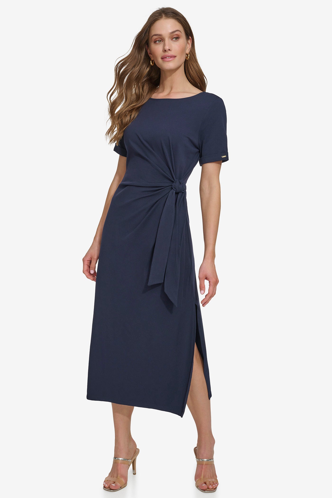 SIDE TIE MIDI DRESS