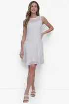 JEWEL NECK DROP WAIST TRAPEZE