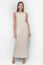 SLEEVELESS BROOMSTICK TWILL MIDI