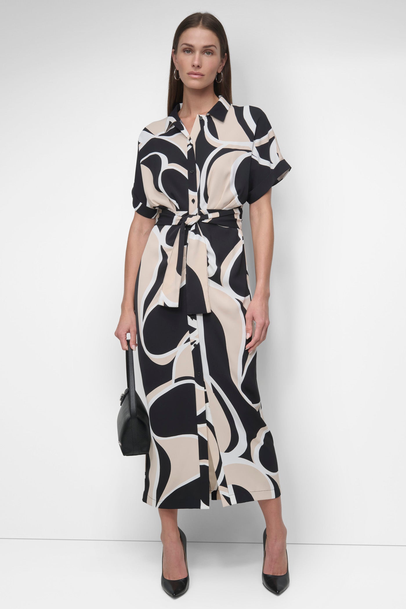 DRAPEY CREPE BELTED MAXI DRESS