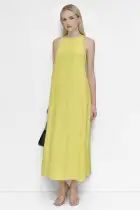 SLEEVELESS SCOOP NECK LONG TUNIC WITH SIDE PLEATS