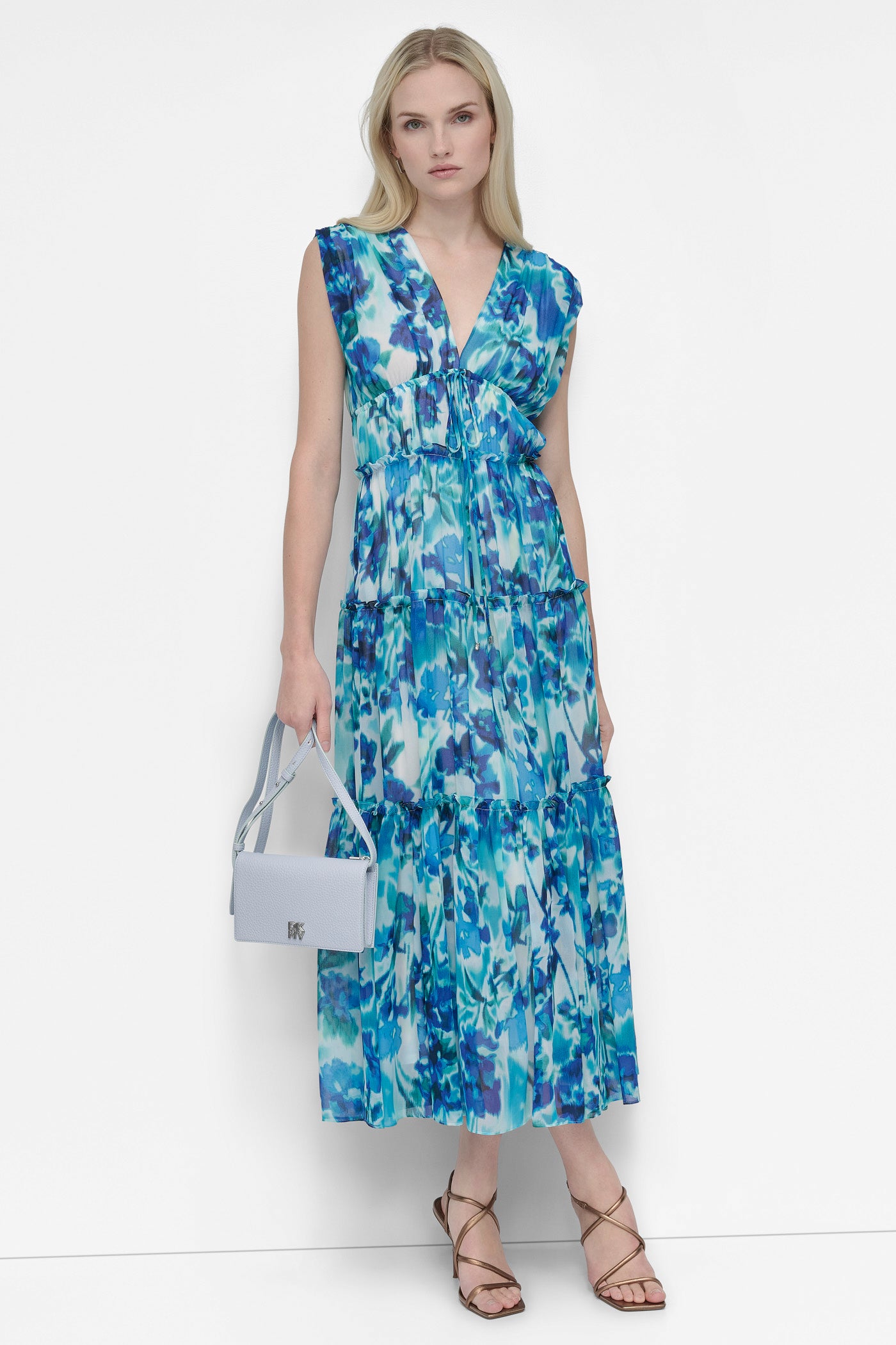 SLEEVELESS TIERED MAXI