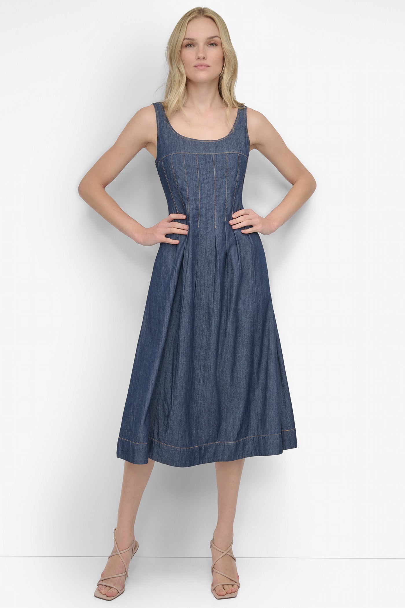 CORSET SITTED DENIM DRESS