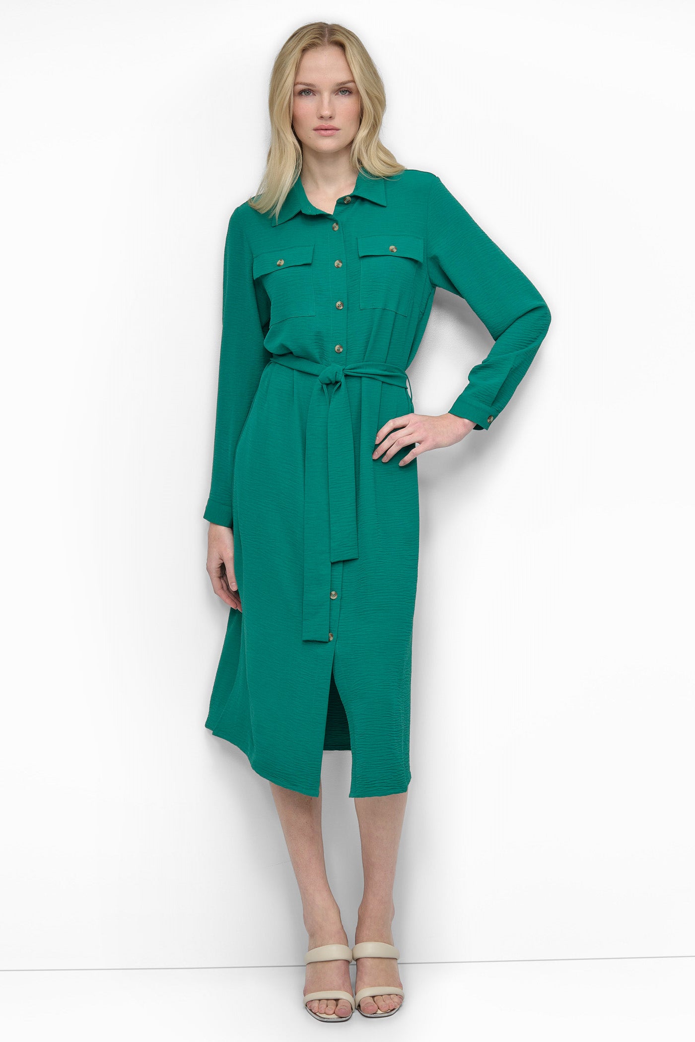 COLLARED BUTTON DRESS