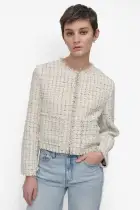 FRAYED CROPPED JACKET WITH FRONT POCKETS