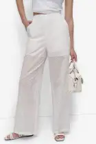 EYELET HIGH WAIST WIDE LEG TROUSER