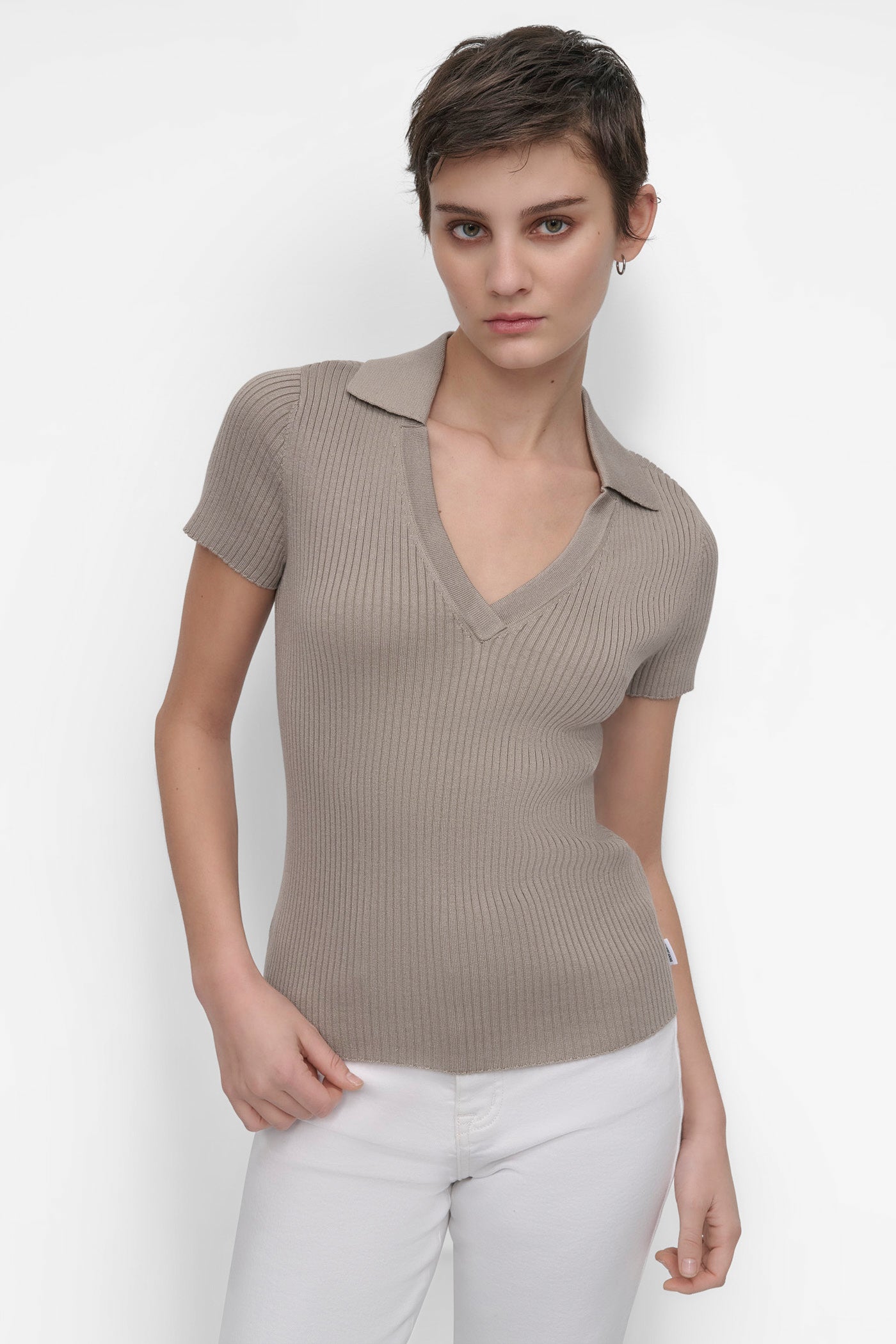 SHORT SLEEVE RIB POLO TEE