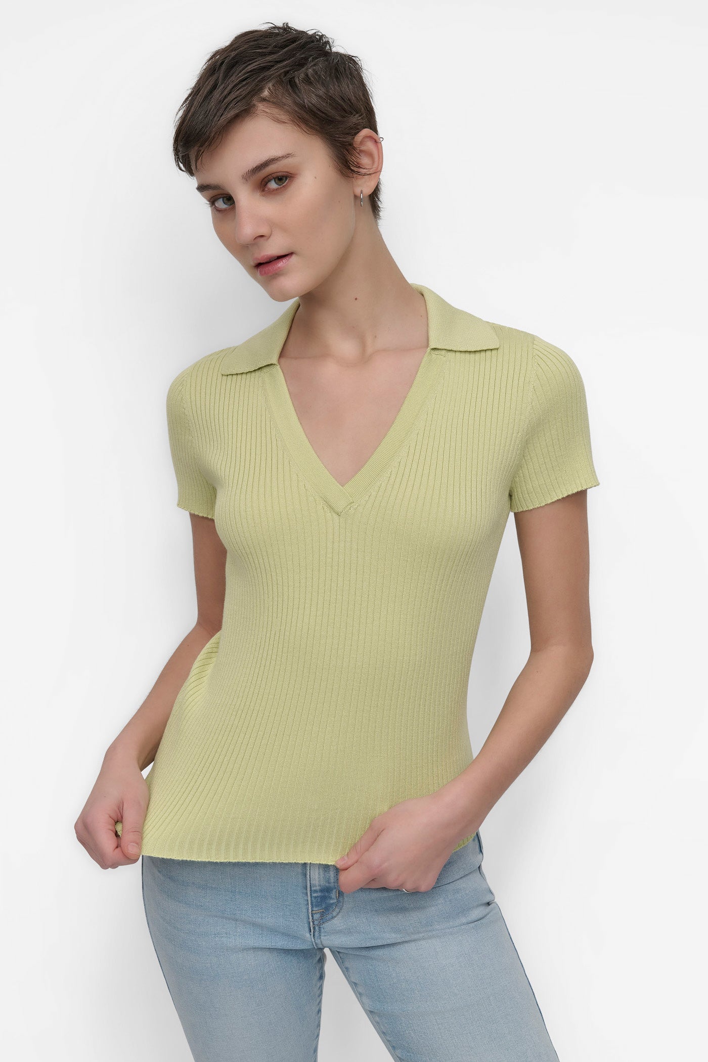 SHORT SLEEVE RIB POLO TEE