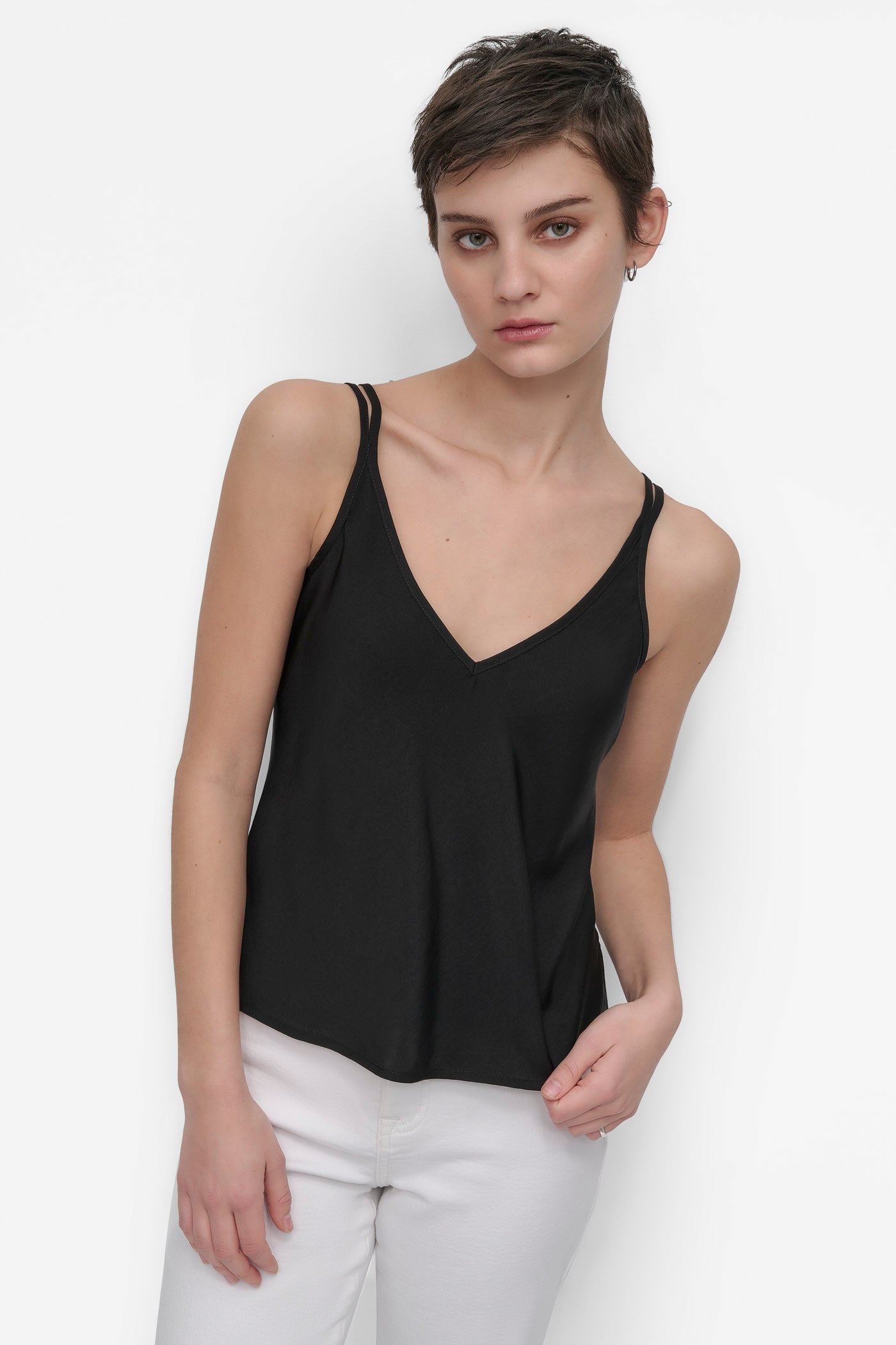 STRAPPY V-NECK CAMI W/ADJUSTABLE STRAPS