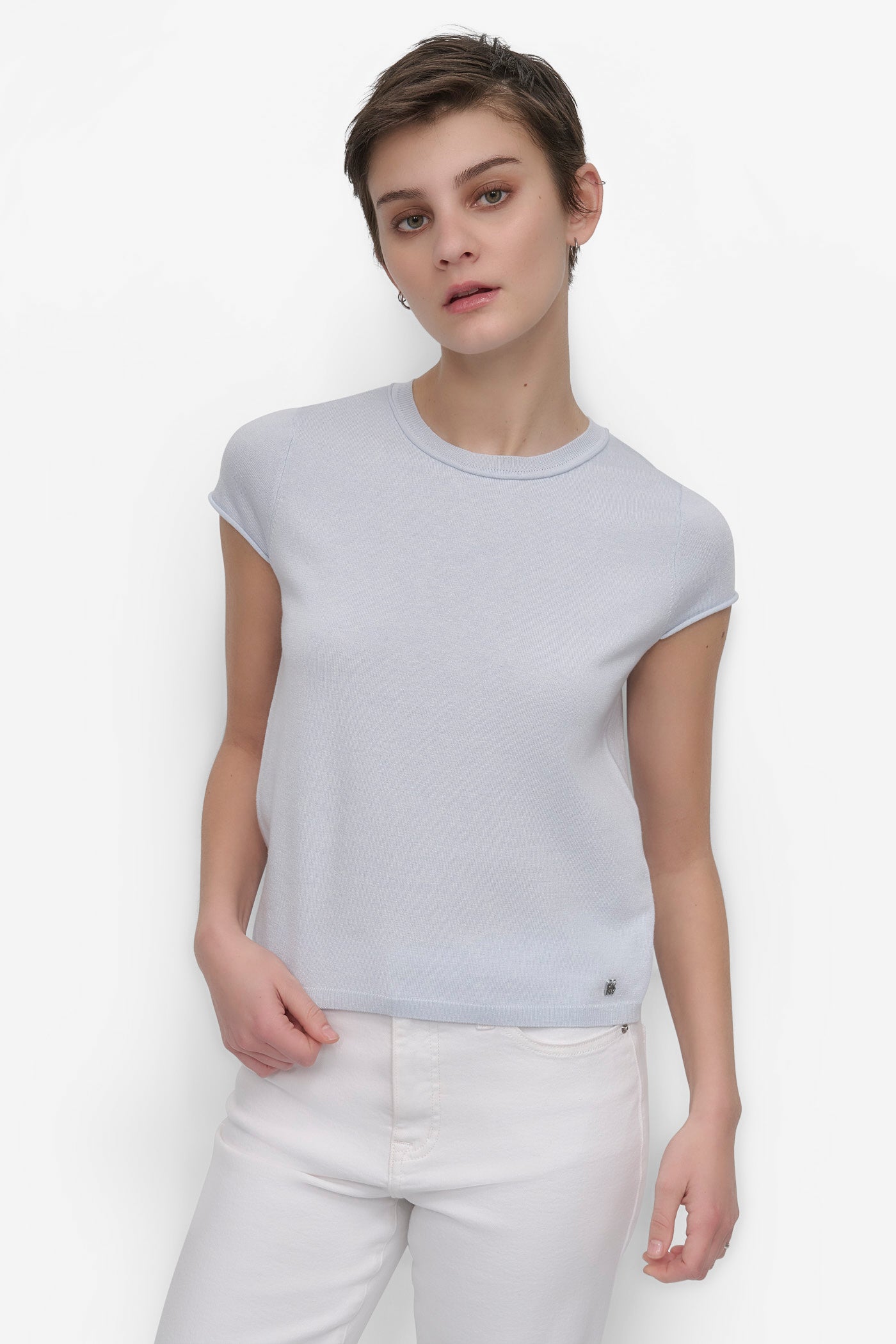 CAP SLEEVE CREW NECK KNIT