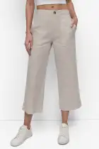 CROPPED WIDE LEG LINEN PANTS