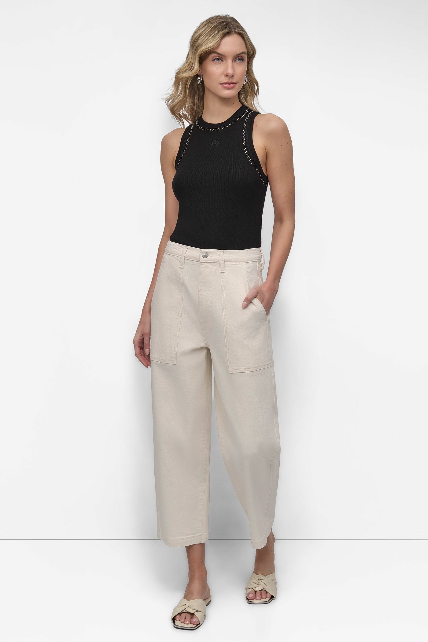 GARMENT DYED HIGH Rise Length UTILITY BARREL LEG