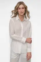 EYELET LONG SLEEVE BUTTON FRONT SHIRT