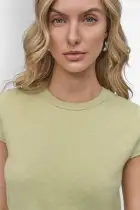 CAP SLEEVE CREW NECK KNIT(TEA GREEN HEATHER,XXS)