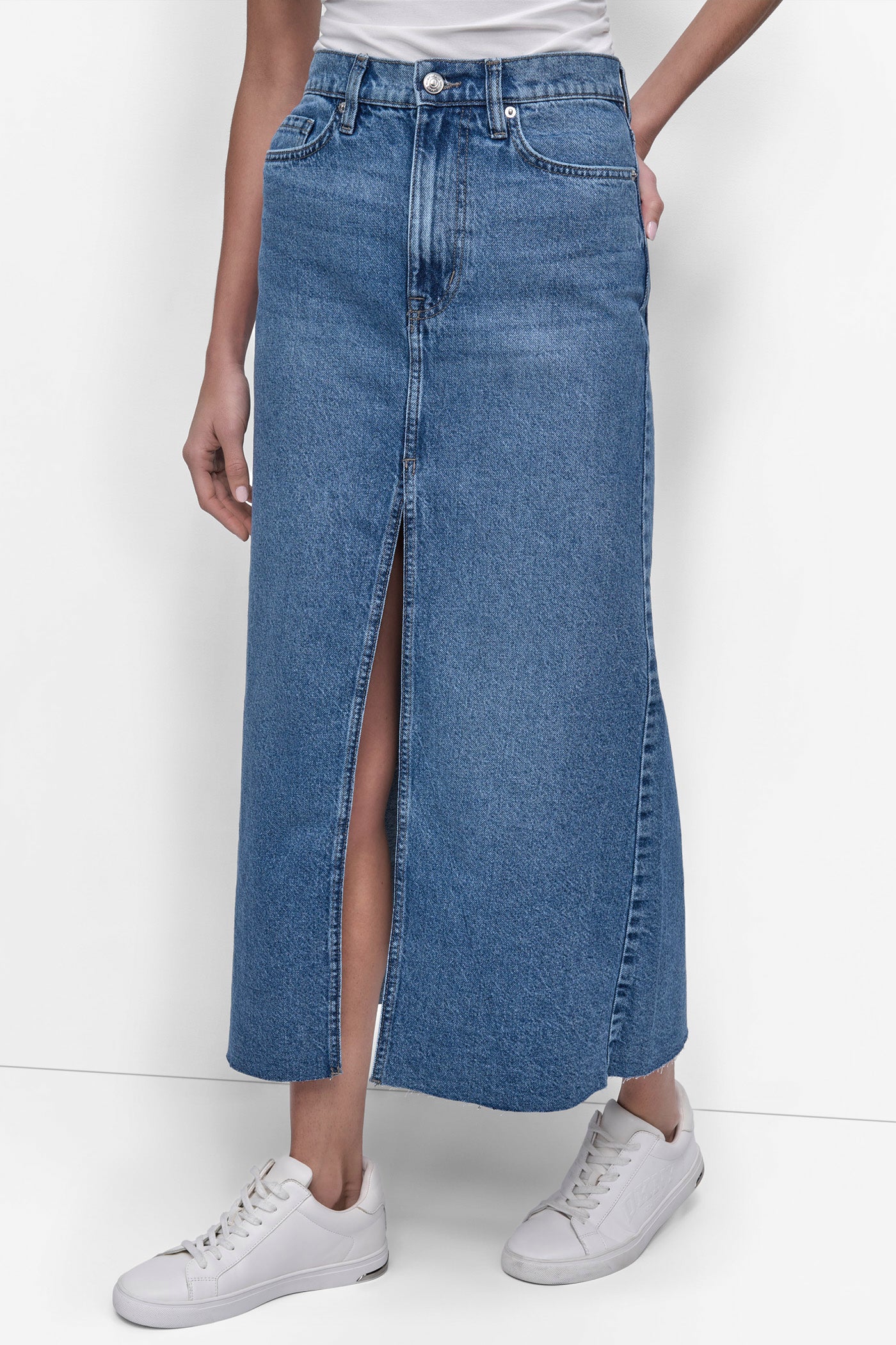 HIGH Rise Length A-LINE MAXI SKIRT WITH FRONT VENT