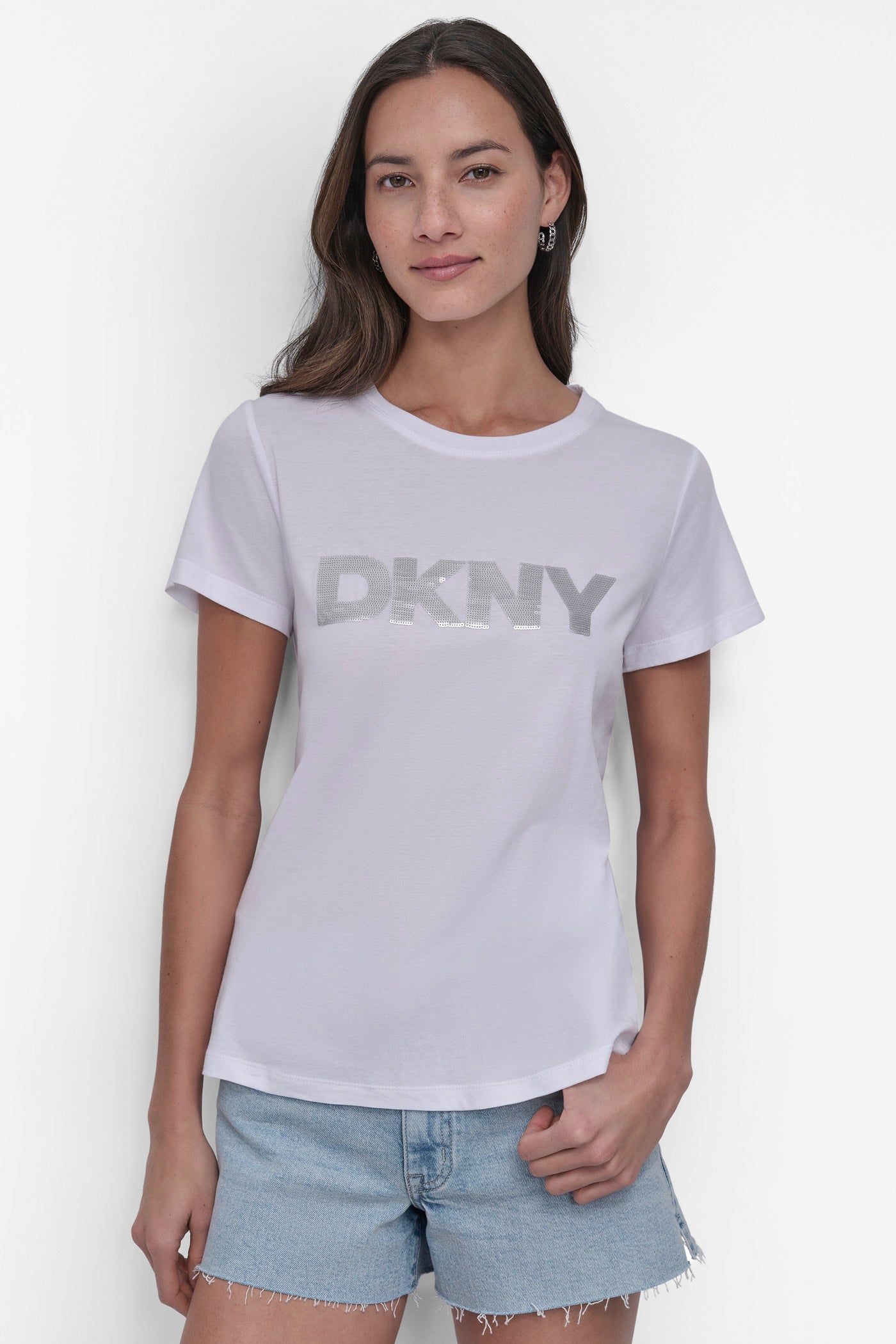 SEQUIN LOGO CREW NECK TEE