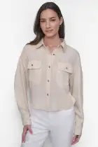 CROPPED BUTTON FRONT SHIRT