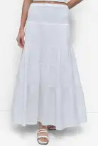 SMOCKED WAIST MIDI SKIRT