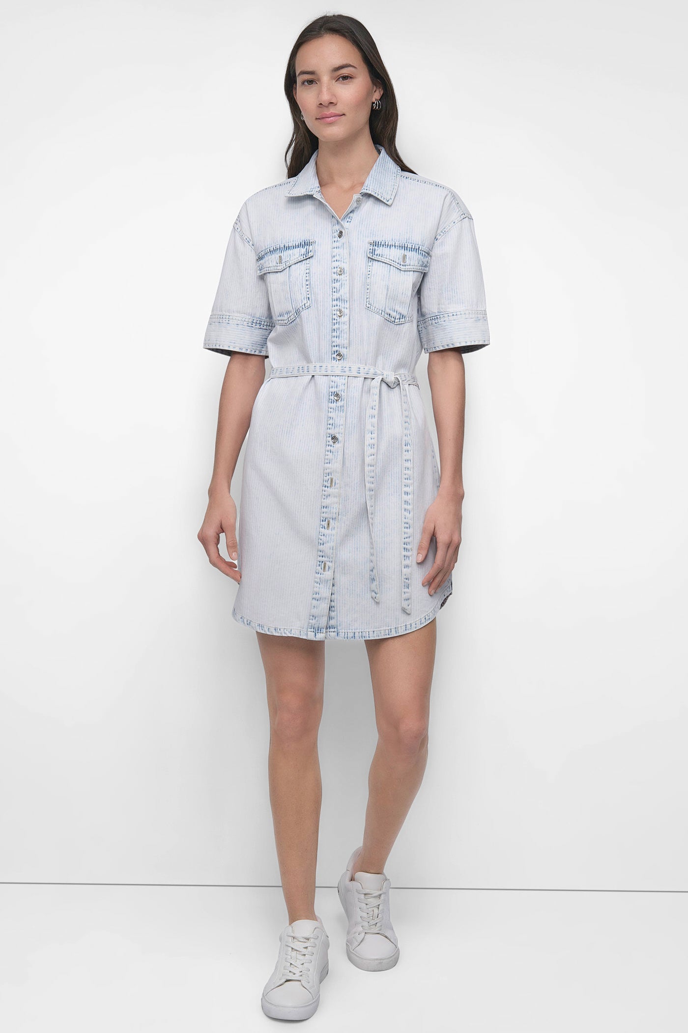 SELF BELTED UTILITY DRESS