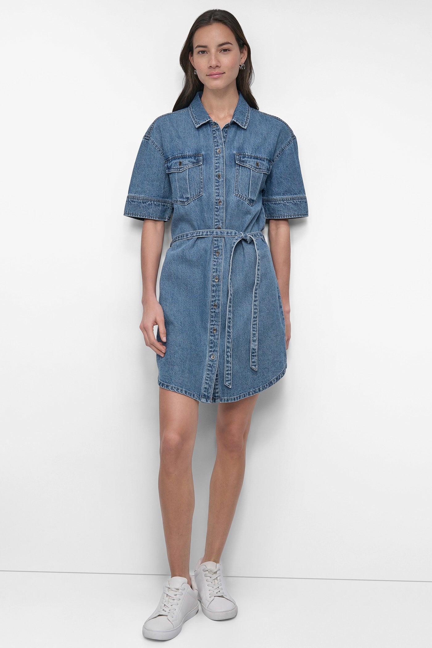 SELF BELTED UTILITY DRESS