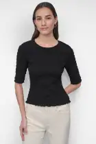 SMOCKED ELBOW SLEEVE TEE