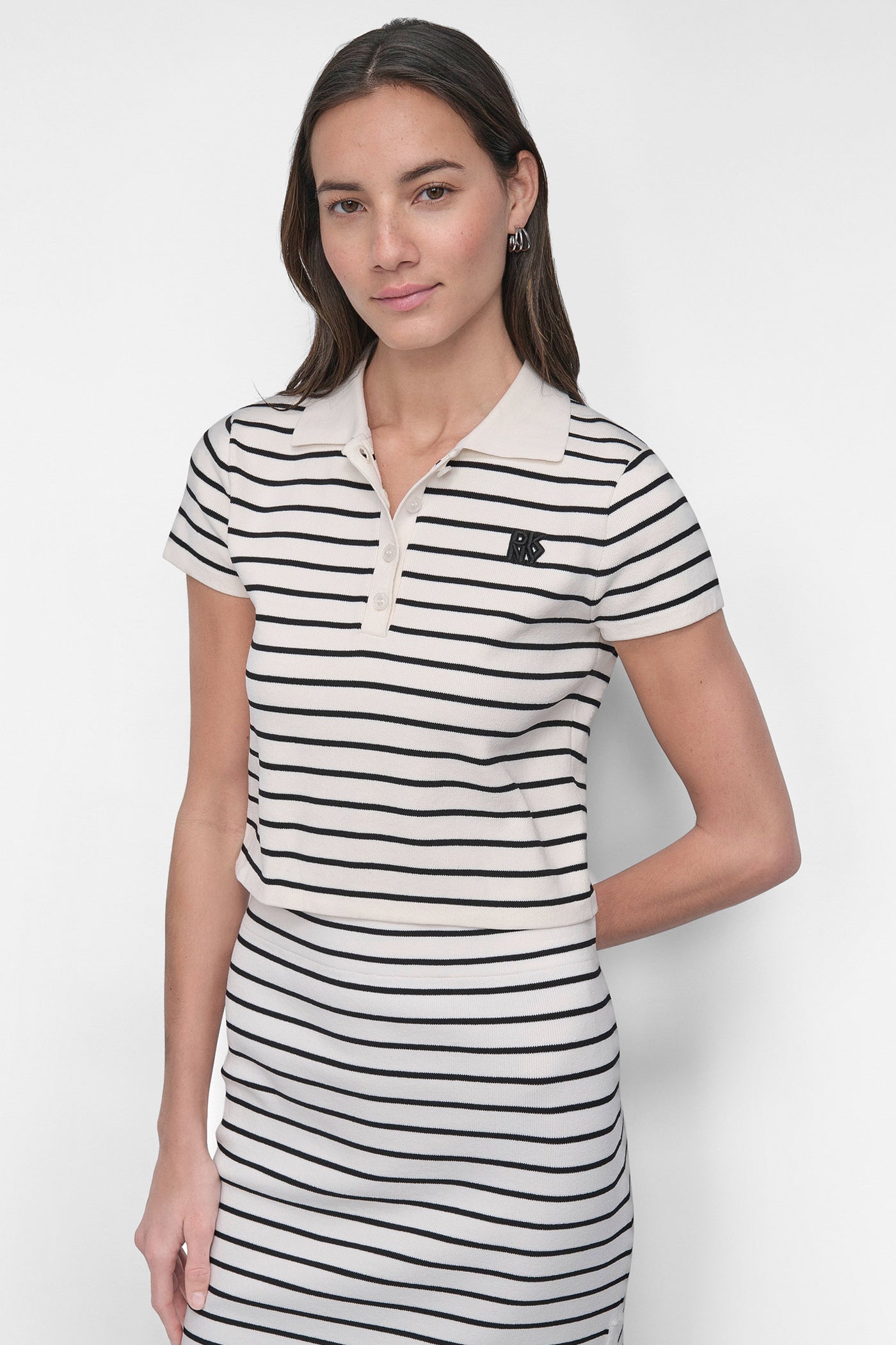 CAP SLEEVE POLO WITH LOGO PATCH