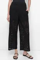 LACE HIGH WAIST STRAIGHT LEG CROPPED TROUSER