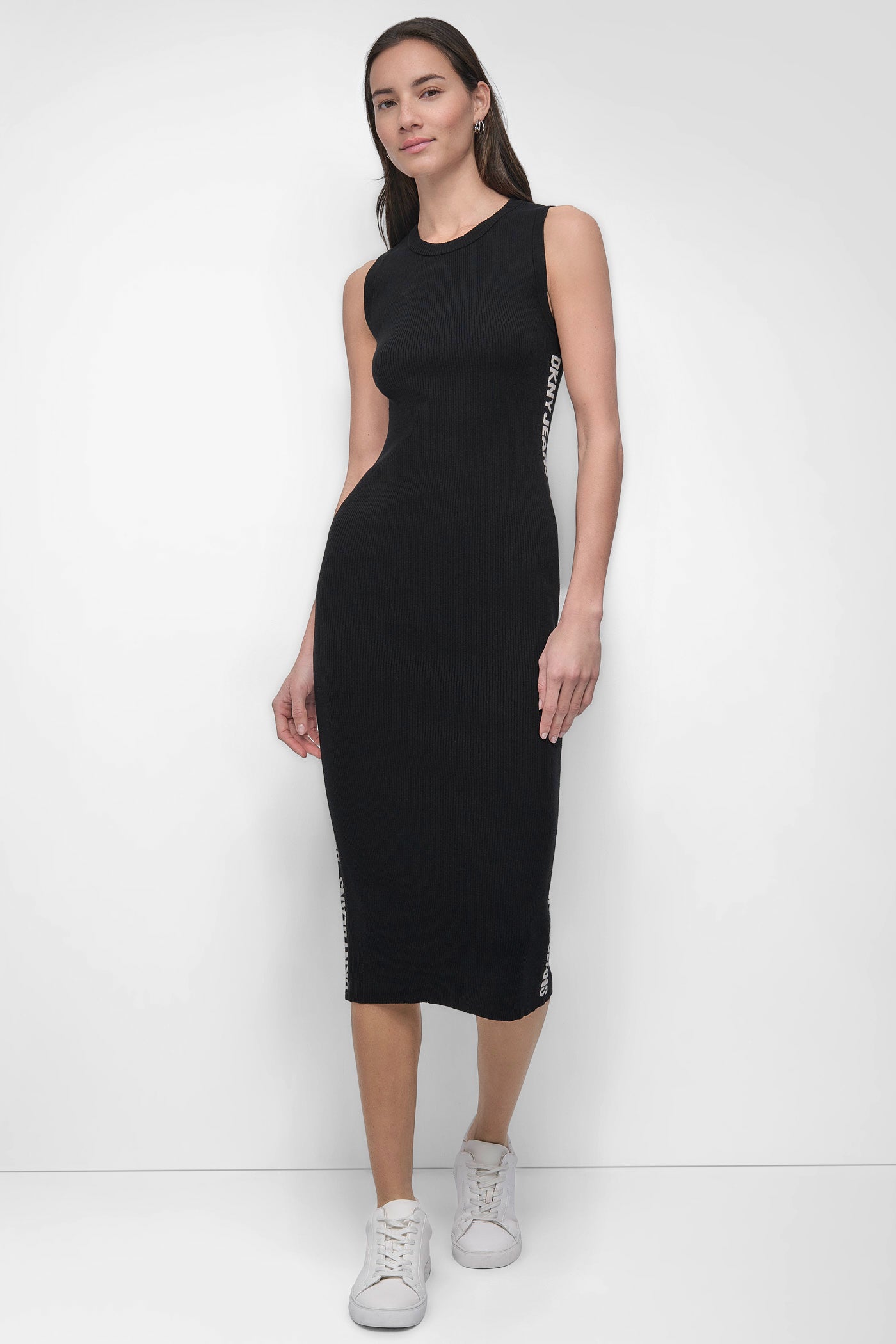 SIDE LOGO RIB MIDI DRESS