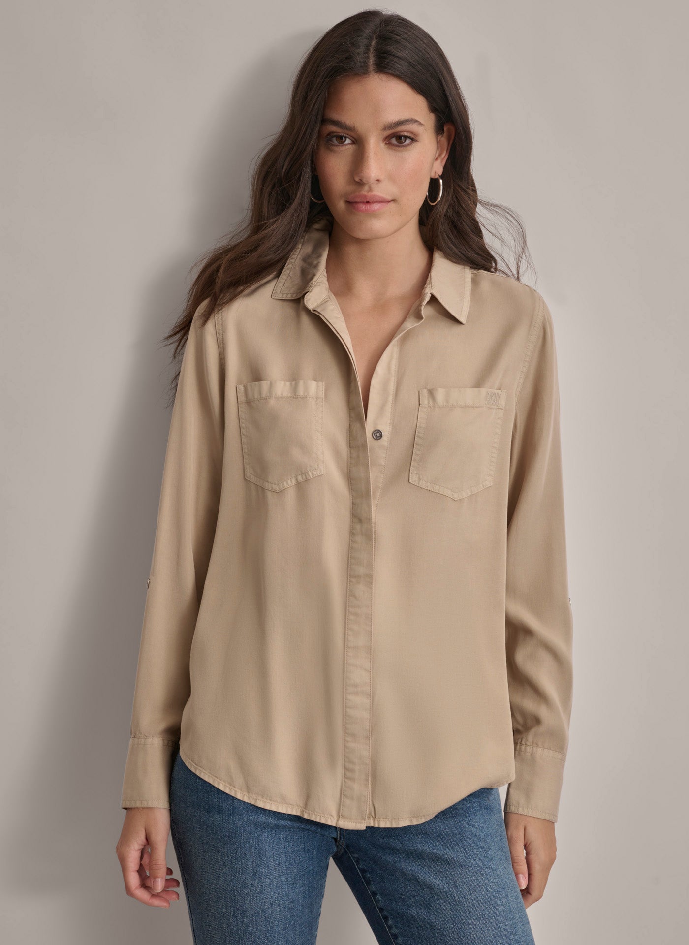 SPLIT BACK BUTTON FRONT SHIRT