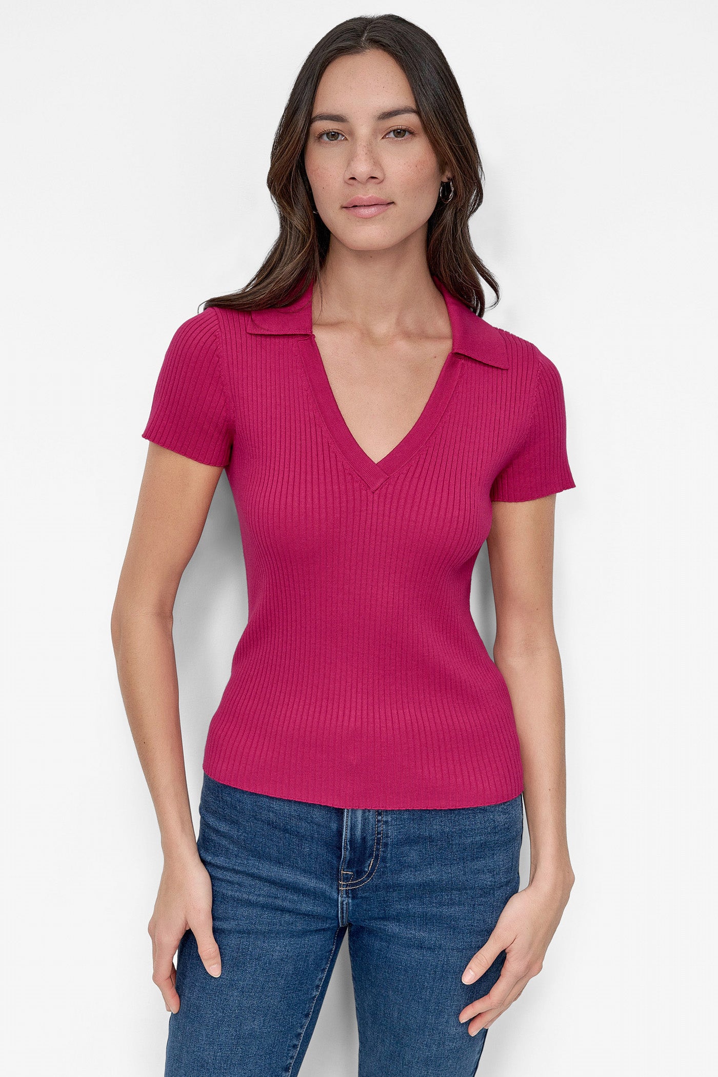 RIBBED POLO SWEATER