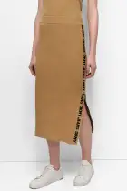 SIDE LOGO RIB MIDI SKIRT WITH SIDE VENT