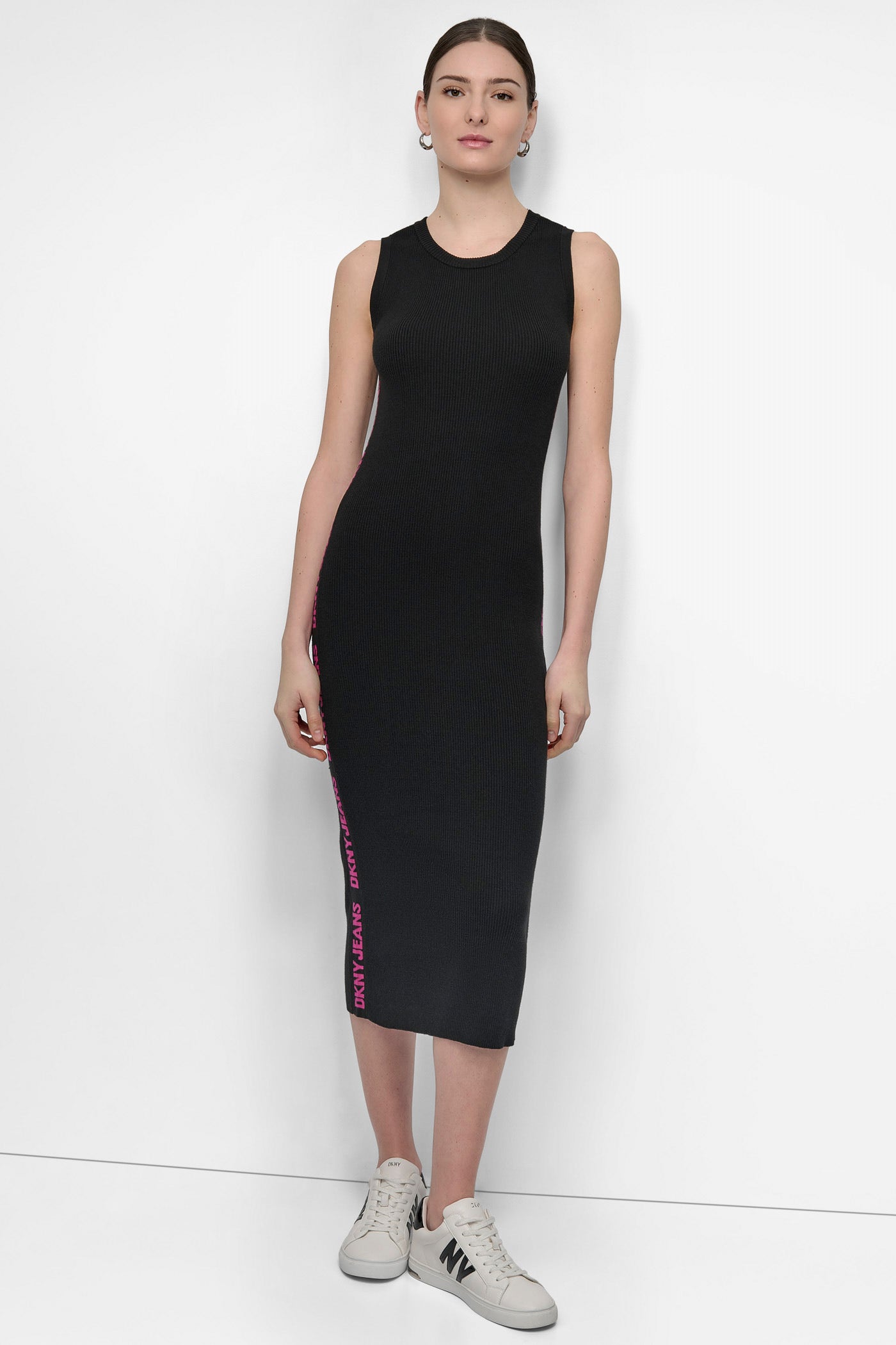 SIDE LOGO RIB MIDI DRESS
