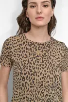CHEETAH PRINT SHORT SLEEVE TEE WITH LOGO(TRAVERTINE COMBO,XXS)