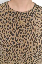 CHEETAH PRINT SHORT SLEEVE TEE WITH LOGO(TRAVERTINE COMBO,XXS)