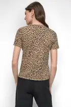 CHEETAH PRINT SHORT SLEEVE TEE WITH LOGO(TRAVERTINE COMBO,XXS)