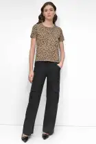 CHEETAH PRINT SHORT SLEEVE TEE WITH LOGO(TRAVERTINE COMBO,XXS)