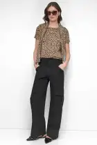 CHEETAH PRINT SHORT SLEEVE TEE WITH LOGO(TRAVERTINE COMBO,XXS)