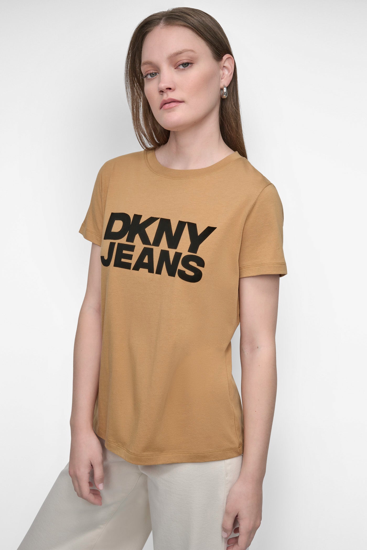 FLOCKED LOGO CREW NECK TEE