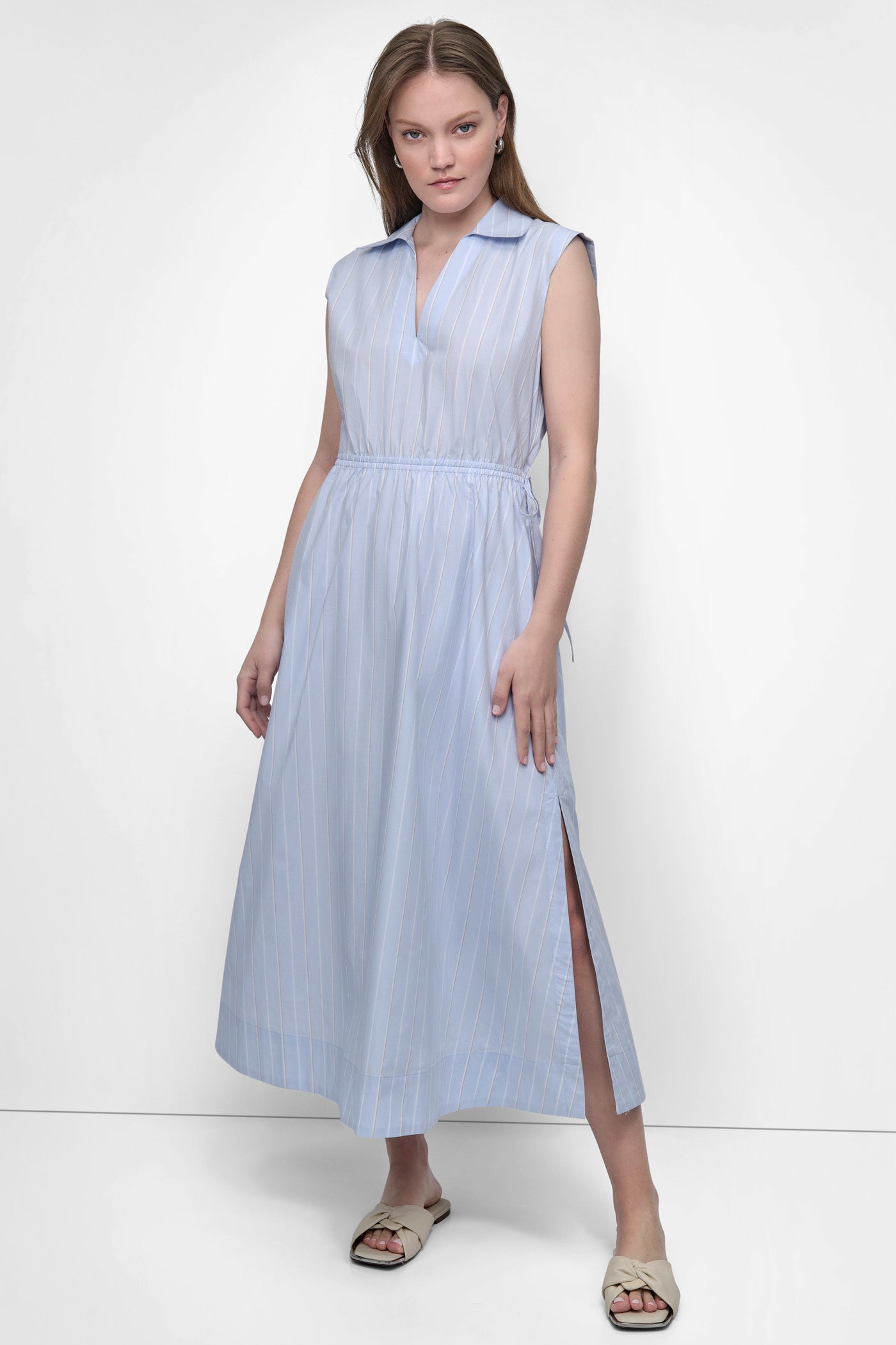 MIDI SMOCKED CUT OUT BACK DRESS