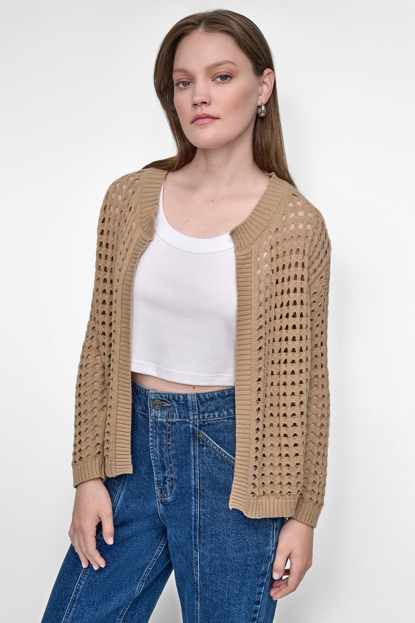 OPEN STITCH DROP SHOULDER CARDIGAN
