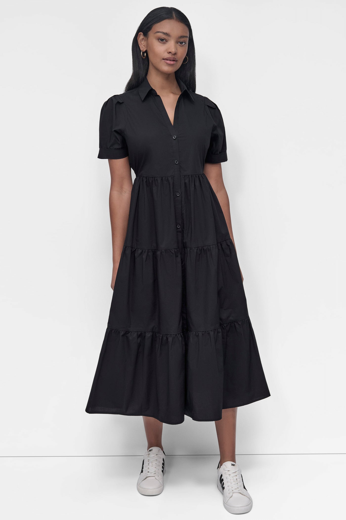 POPLIN DRESS WITH PUFF SLEEVE
