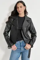 FAUX LEATHER MOTO JACKET