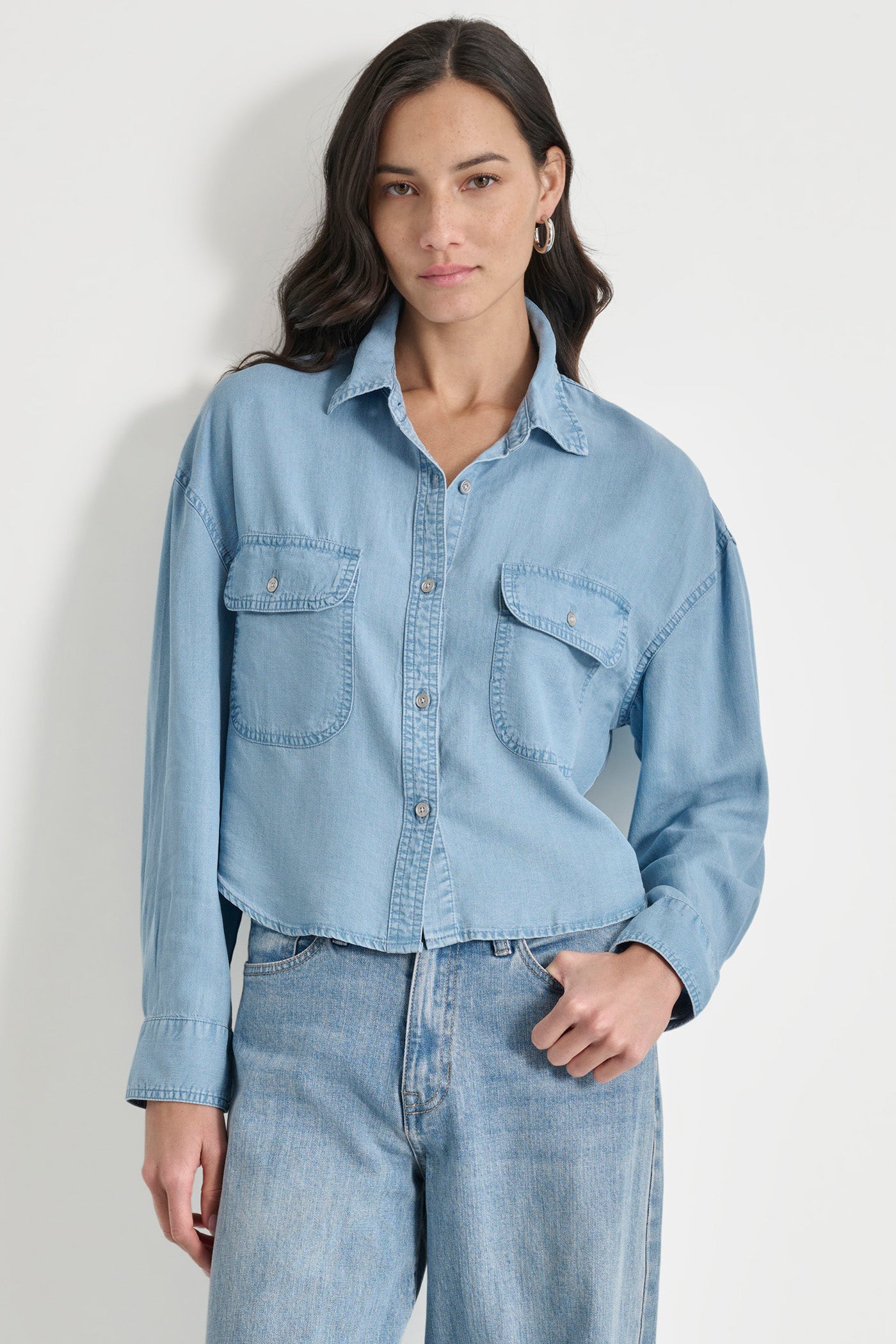 CROPPED BUTTON FRONT SHIRT