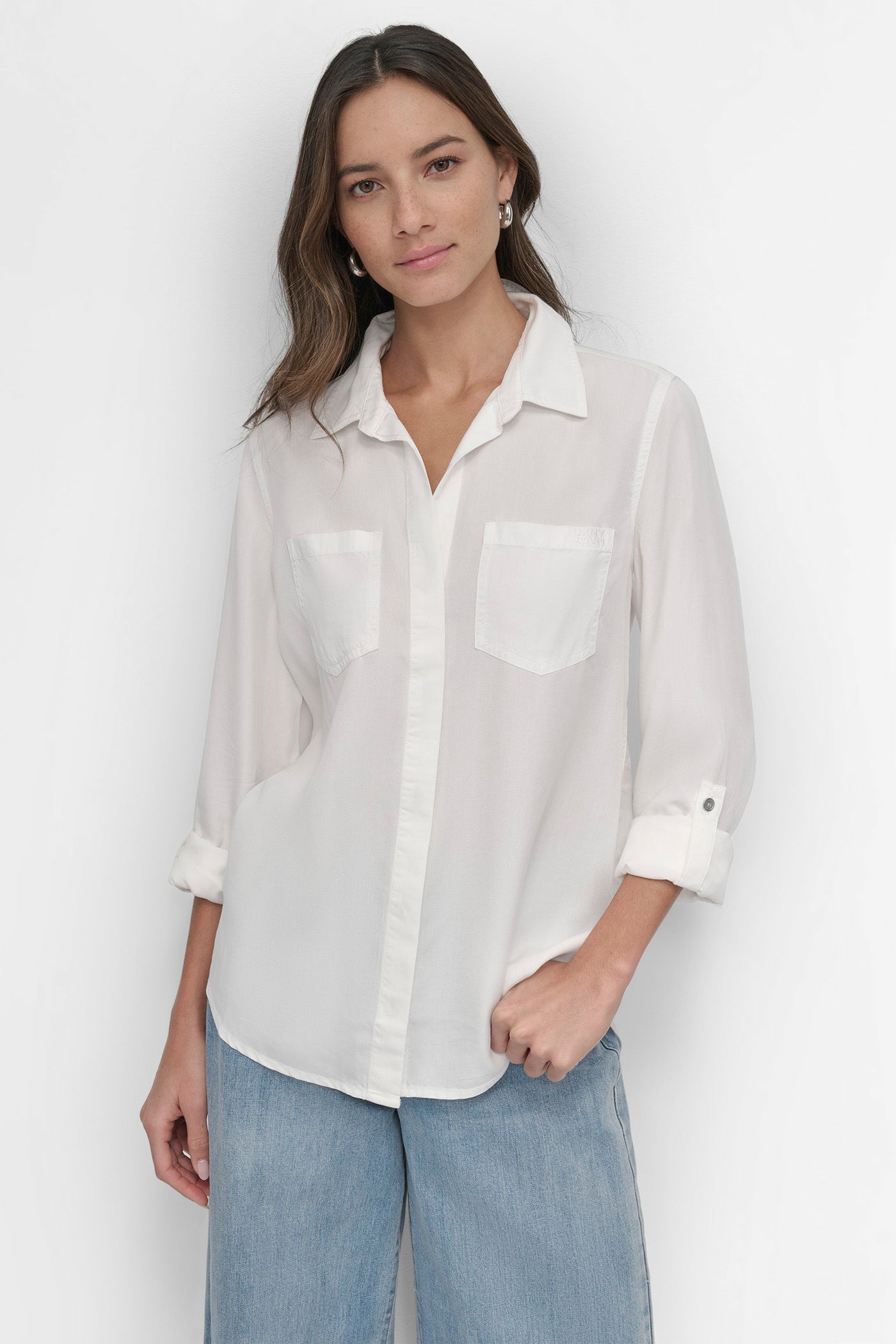 SPLIT BACK BUTTON FRONT SHIRT