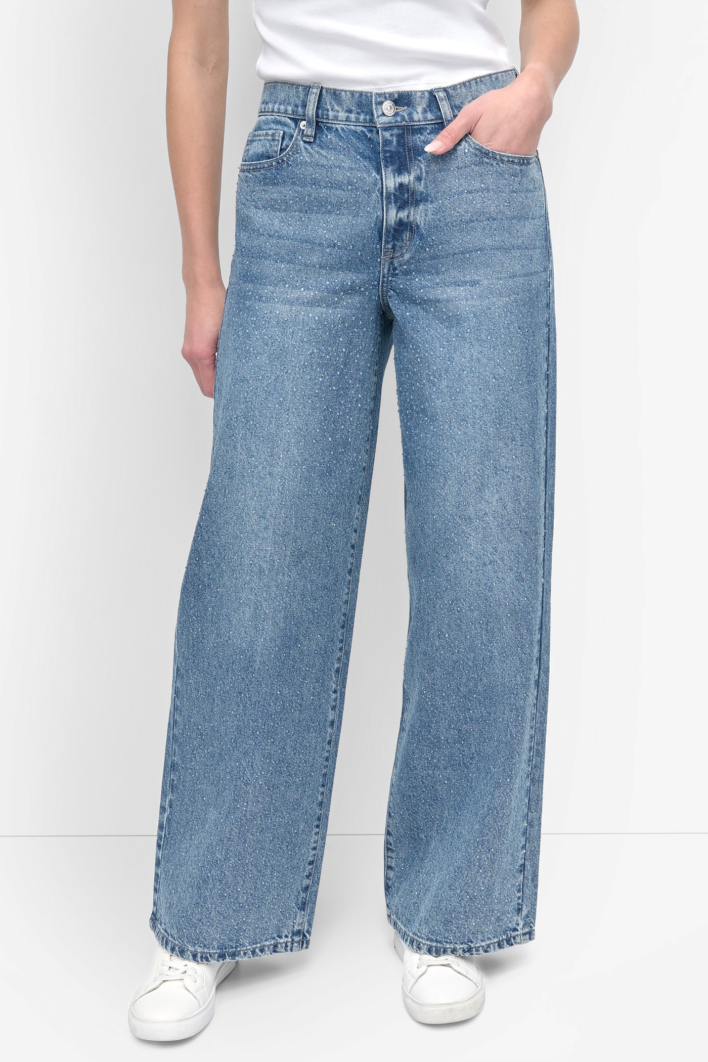HIGH Rise Length WIDE LEG WITH RHINESTONE EMBELLISHMENT