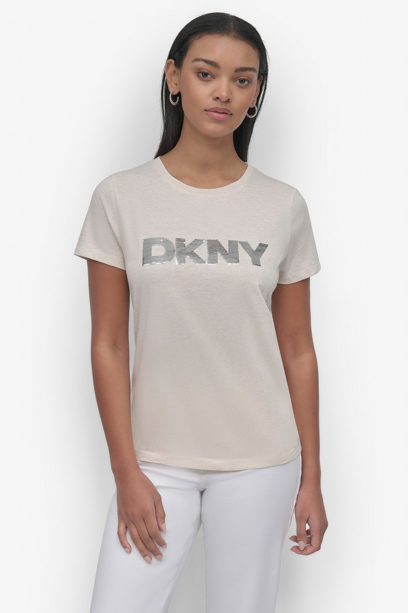 SEQUIN LOGO CREW NECK TEE