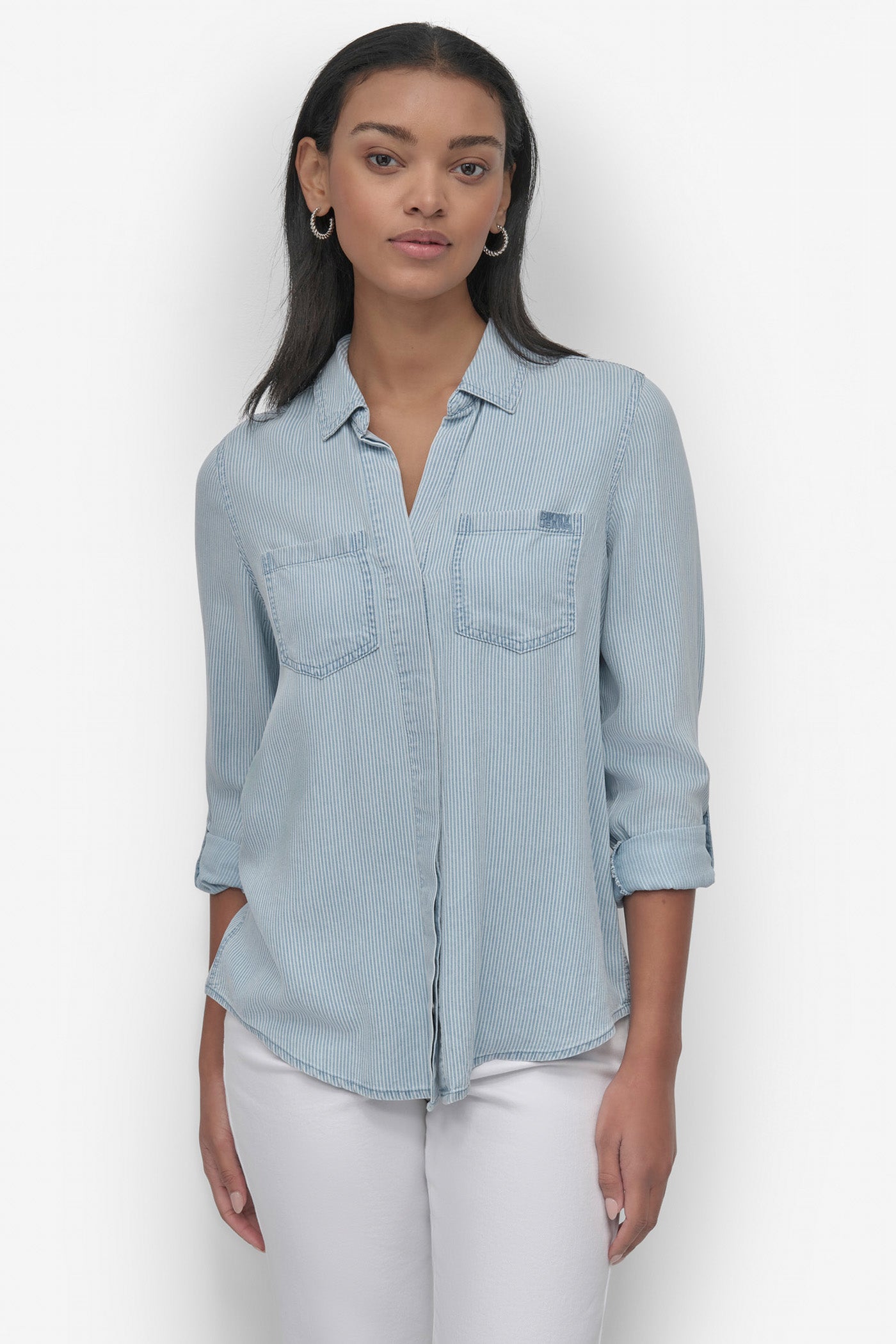 SPLIT BACK BUTTON FRONT SHIRT