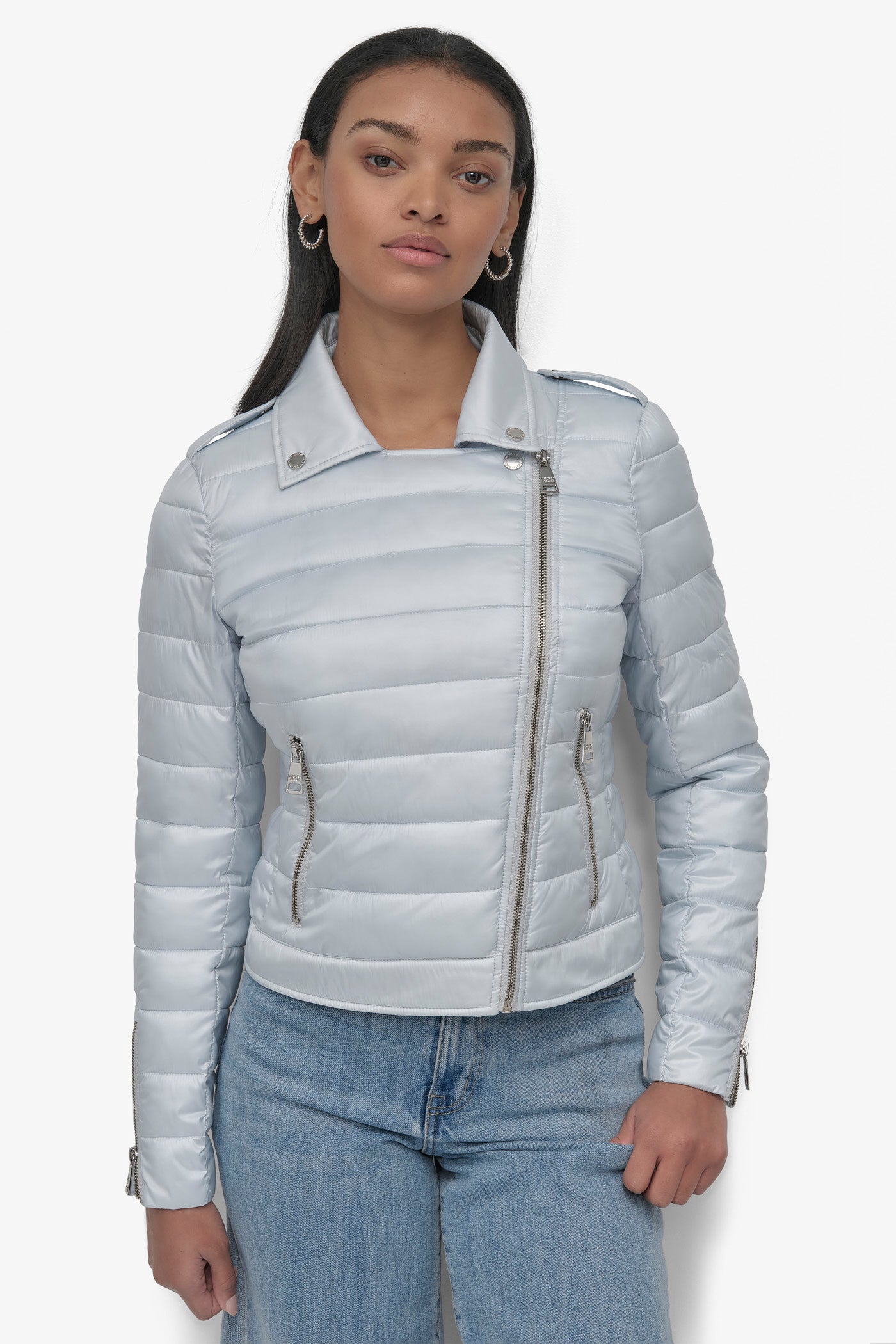 MOTO STYLE LIGHT WEIGHT PUFFER JACKET