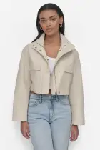 COATED WATER RESISTANTCROPPED UTILITY JACKET